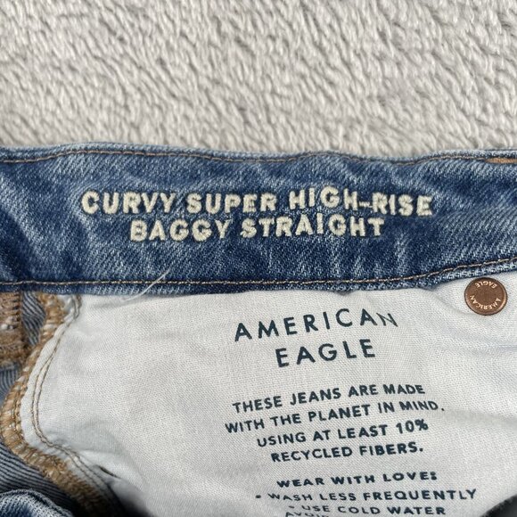 American Eagle Jeans Womens 8 Curvy Super High Rise Baggy Straight Denim - Picture 4 of 9